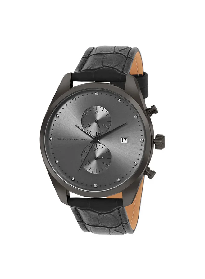 French Connection 44mm Men's Quartz Watch with Gun Dial