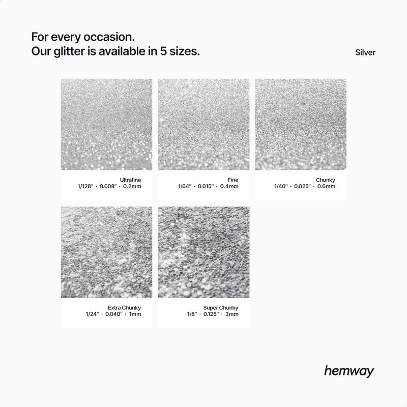 Hemway Biodegradable Glitter Eco Friendly - 100g/3.5oz Bio Cosmetic Safe Sparkle Vegan for Face Eyeshadow Body Hair Festival Makeup Craft - Chunky (1/40" 0.025" 0.6mm) - Silver - Image 3