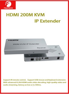 200M HDMI KVM IP Extender, Over IP RJ45 Ethernet CAT6 6A Transmitter Receiver 1 TX to 20 RX and Cascade Connection USB Keyboard Mouse Over UTP/STP H.264 Plug and play … (TX+RX