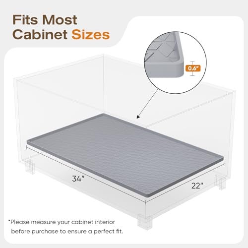 TRZZ Silicone Waterproof Under Sink Mat 34 x 22 Drip Tray and Cabinet Liner for Kitchen and Bathroom Prevents Water Damage and Organizes Cabinets Brown - Image 3