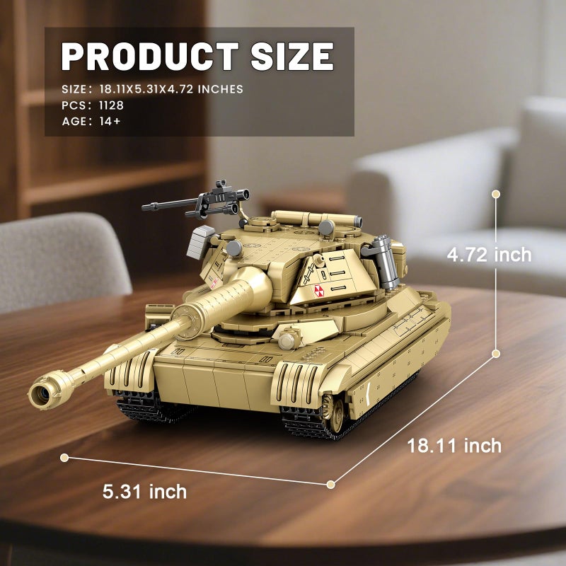 Reobrix 60TP Tank Building Set 77036, World of Tanks Authorized Products 1128 PCS, 1:28 Scale Tank Model Kit, Army Tanks Toy Building Kit for Military Fans, Birthday Gifts Ideal for Adults Boys 8-14 - Image 5