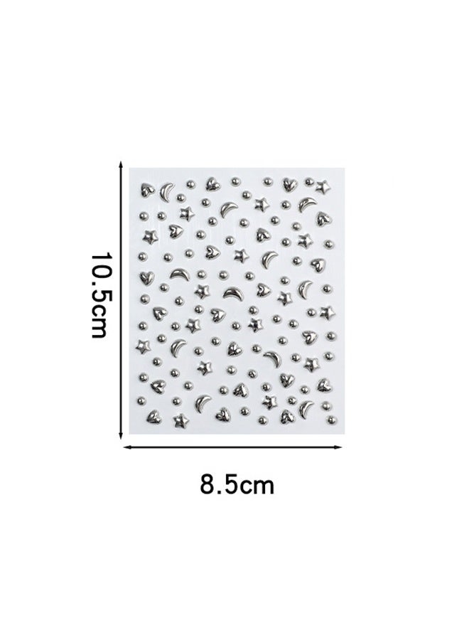 440pcs Sliver Face Gem Rhinestones Stickers Fake Lip Nails Stickers Fake Nose Stud Eyebrow Ear Stud Non Piercing Earring Studs Silver Belly Button Jewelry Gothic Cool Punk Y2K Makeup for Women Men - Image 2