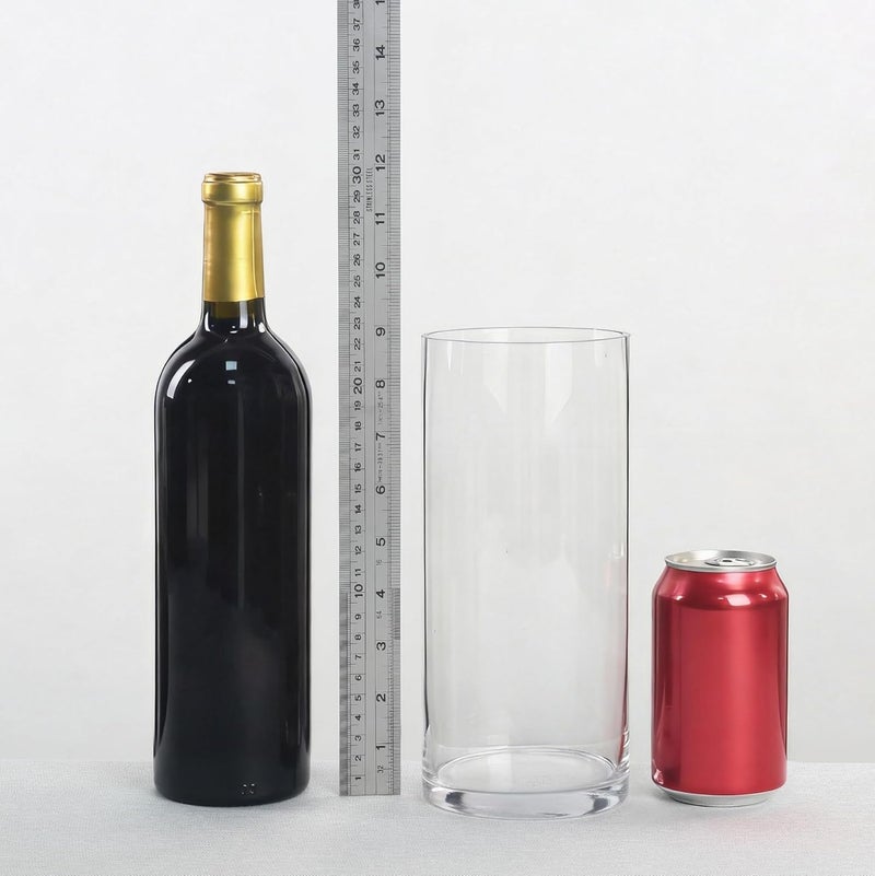 CYS EXCEL Clear Glass Cylinder Vase (H:9" D:4") | Multiple Size Choices Glass Flower Vase Centerpieces | Hurricane Floating Candle Holder Vase - Image 2