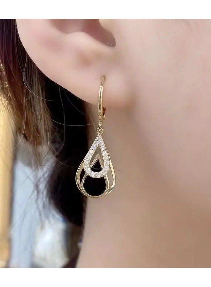 Home Clearance Sale 1 Pair Exquisite Waterdrop Shaped Black Earrings - Stylish, Dainty, and Hypoallergenic - Perfect Gift for Birthday, Christmas, Anniversaries, and Special Occasions - Image 1