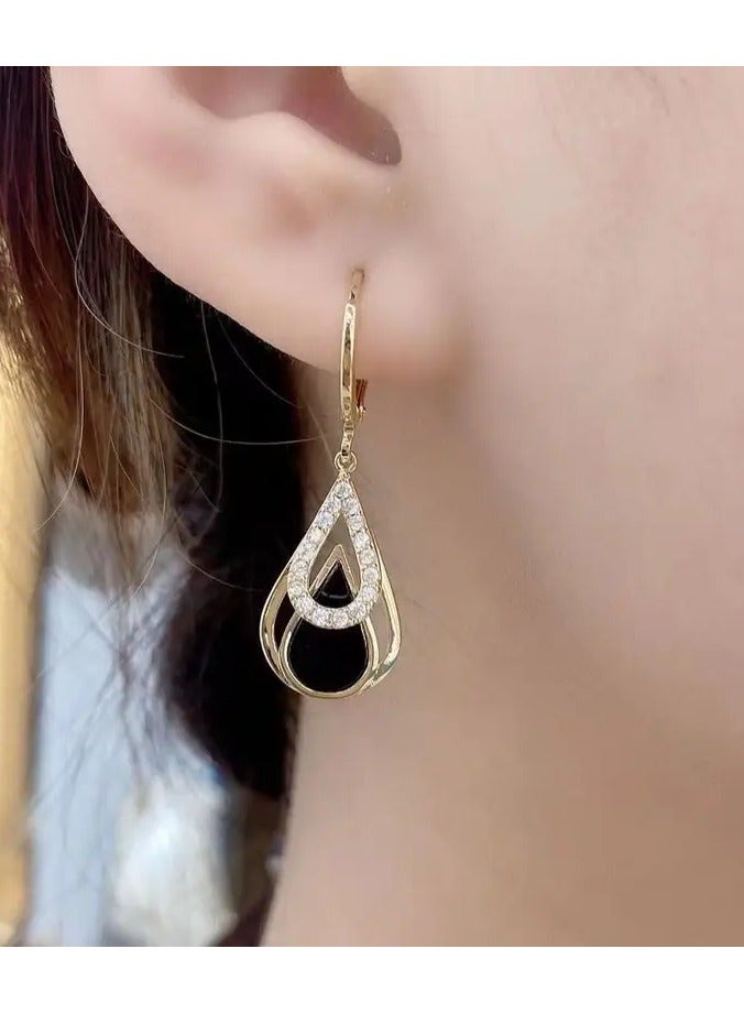 Home Clearance Sale 1 Pair Exquisite Waterdrop Shaped Black Earrings - Stylish, Dainty, and Hypoallergenic - Perfect Gift for Birthday, Christmas, Anniversaries, and Special Occasions - Image 2