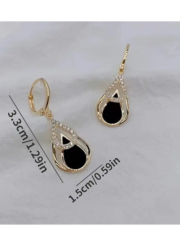 Home Clearance Sale 1 Pair Exquisite Waterdrop Shaped Black Earrings - Stylish, Dainty, and Hypoallergenic - Perfect Gift for Birthday, Christmas, Anniversaries, and Special Occasions - Image 3