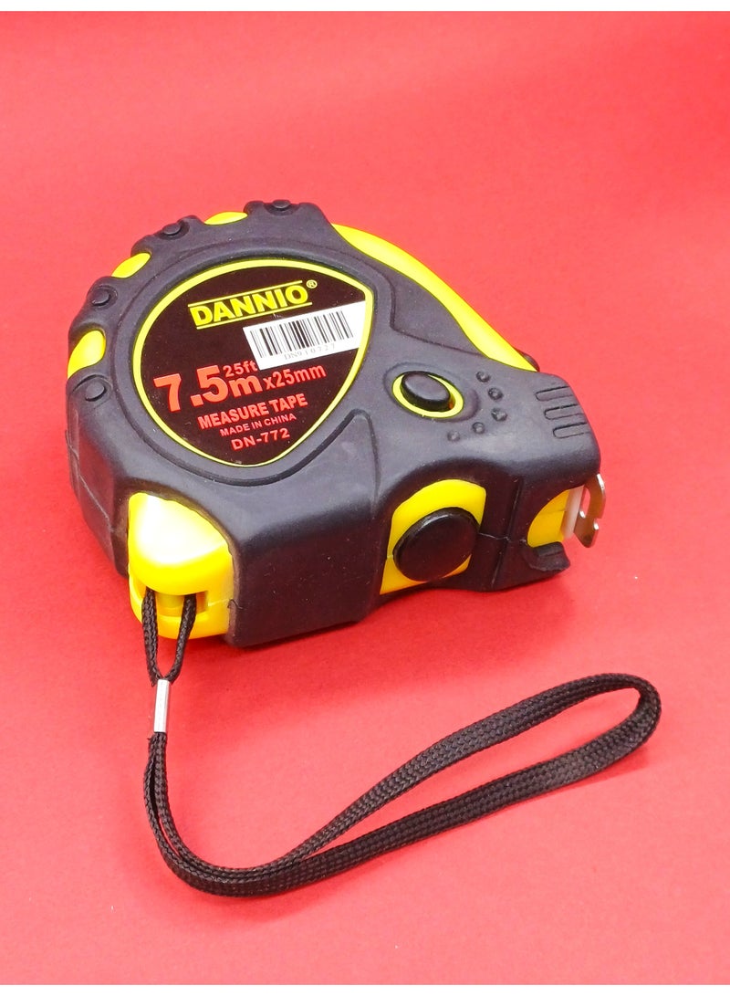Dannio DN-772 7.5M Heavy Duty Measuring Tape 25mm Wide Steel Blade with Auto Lock & Impact Resistant Body for Professional & Home Use - Image 2