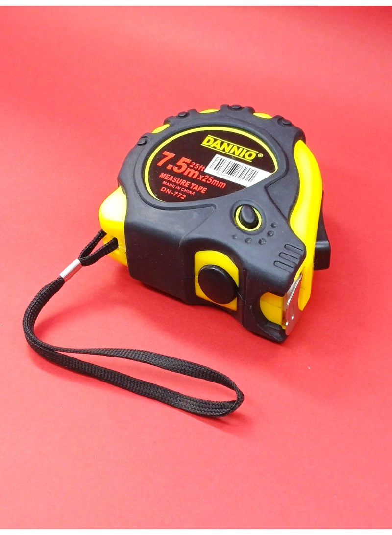 Dannio DN-772 7.5M Heavy Duty Measuring Tape 25mm Wide Steel Blade with Auto Lock & Impact Resistant Body for Professional & Home Use - Image 3