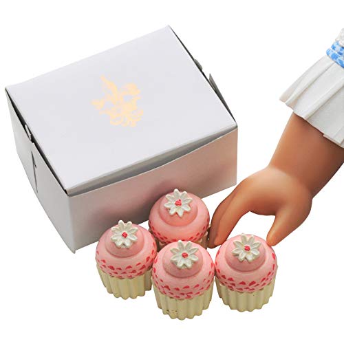 THE QUEEN'S TREASURES 18 Inch Doll Bakery Food Accessory, 4 Piece Mini Cupcakes Packaged with Authentic Bakery Box, Compatible with American Girl Pastry Bake Shop & Kitchen Furniture - Image 4