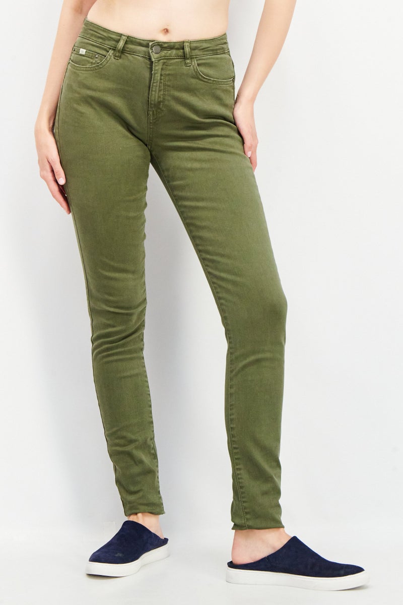 ESPRIT جينز دنيم ضيق للنساء، غير قابل للتمدد، زيتوني - Image 1