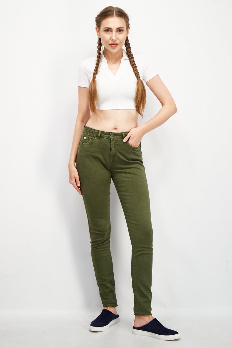 ESPRIT جينز دنيم ضيق للنساء، غير قابل للتمدد، زيتوني - Image 3