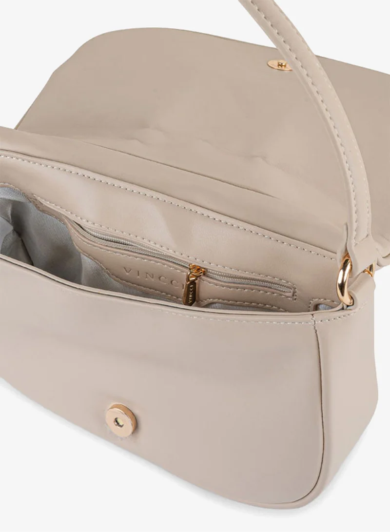 Vincci Beige Women Solid Shoulder Bag with Adjustable Strap And Zip Closure for Women | Best Price UAE