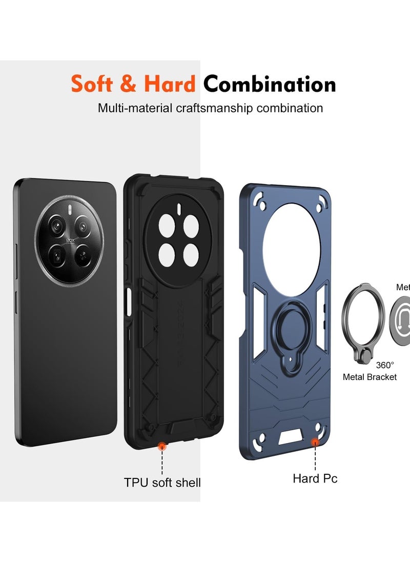GOLDEN MASK GOLDEN MASK For Realme 12 Plus Armor Window Bracket Camera Shield Cover Camera Lend Protection With Ringe (Navy Blue)  - Image 3