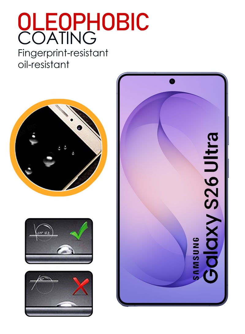 عبوة من قطعتين من واقي شاشة سامسونج جالاكسي S26 ألترا، مصنوع من السيراميك النانوي الفاخر، يغطي الشاشة بالكامل، شفاف ومرن | مضاد للتجسس، تغطية كاملة من الحافة إلى الحافة، شفافية عالية، ملمس ناعم، سهل التركيب - Image 4