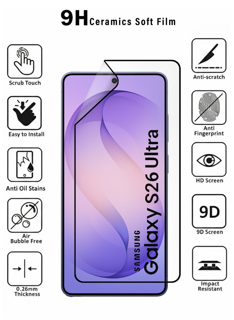 عبوة من قطعتين من واقي شاشة سامسونج جالاكسي S26 ألترا، مصنوع من السيراميك النانوي الفاخر، يغطي الشاشة بالكامل، شفاف ومرن | مضاد للتجسس، تغطية كاملة من الحافة إلى الحافة، شفافية عالية، ملمس ناعم، سهل التركيب - Image 2