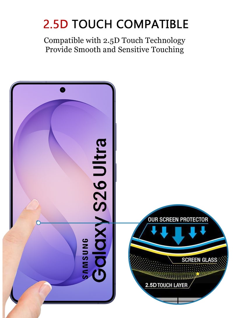 عبوة من قطعتين من واقي شاشة سامسونج جالاكسي S26 ألترا، مصنوع من السيراميك النانوي الفاخر، يغطي الشاشة بالكامل، شفاف ومرن | مضاد للتجسس، تغطية كاملة من الحافة إلى الحافة، شفافية عالية، ملمس ناعم، سهل التركيب - Image 5