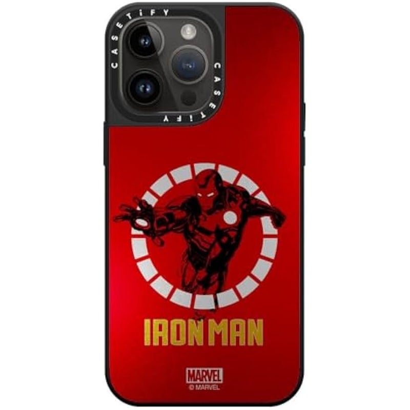 Casetify Mirror iPhone 14 Pro Max Case 【Iron Man Co-Lab/Reflective / 4.9ft Drop Protection/Compatible with Magsafe】 - Iron Man Armor Up - Red - Silver on Black - Image 2