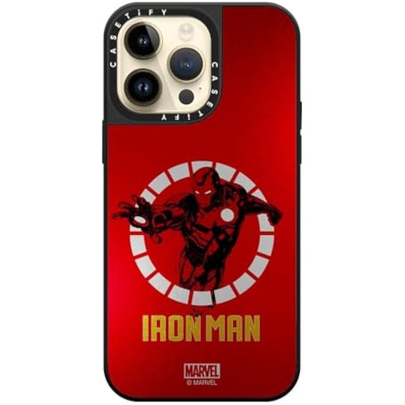 Casetify Mirror iPhone 14 Pro Max Case 【Iron Man Co-Lab/Reflective / 4.9ft Drop Protection/Compatible with Magsafe】 - Iron Man Armor Up - Red - Silver on Black - Image 3