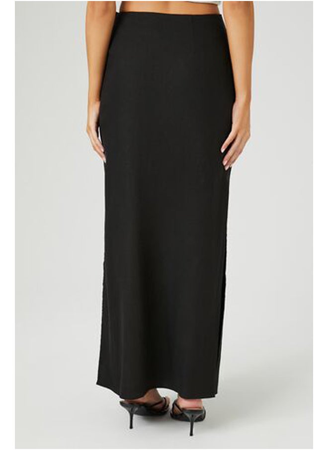 FOREVER 21 - Linen-Blend Slit Maxi Skirt - Image 1