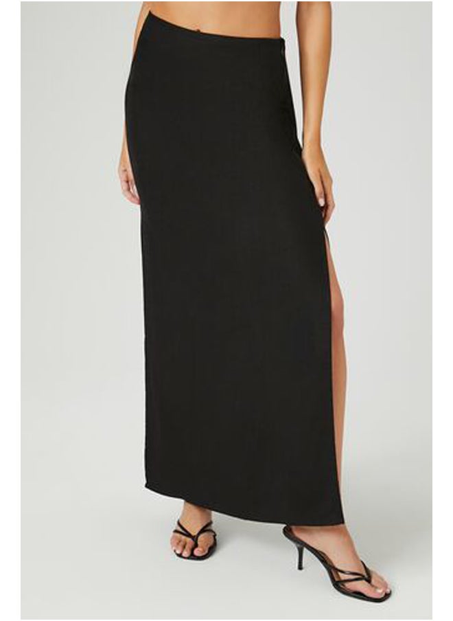 FOREVER 21 - Linen-Blend Slit Maxi Skirt - Image 1