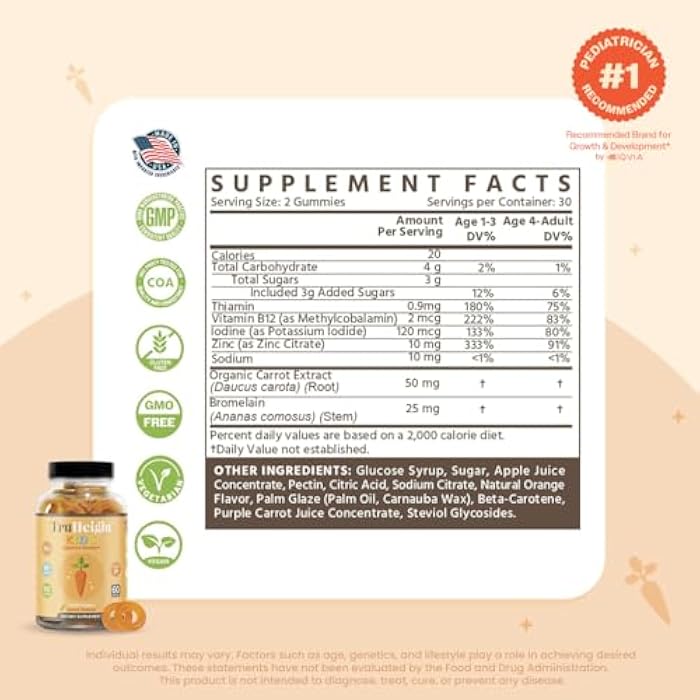 TruHeight Kids Appetite Booster Gummies (Ages 2+) All Natural Toddler, Kids & Teens Appetite Stimulant to Eat More - Weight Gain Supplements - Vitamins for Underweight Children - Picky Eater Vitamin - Image 2