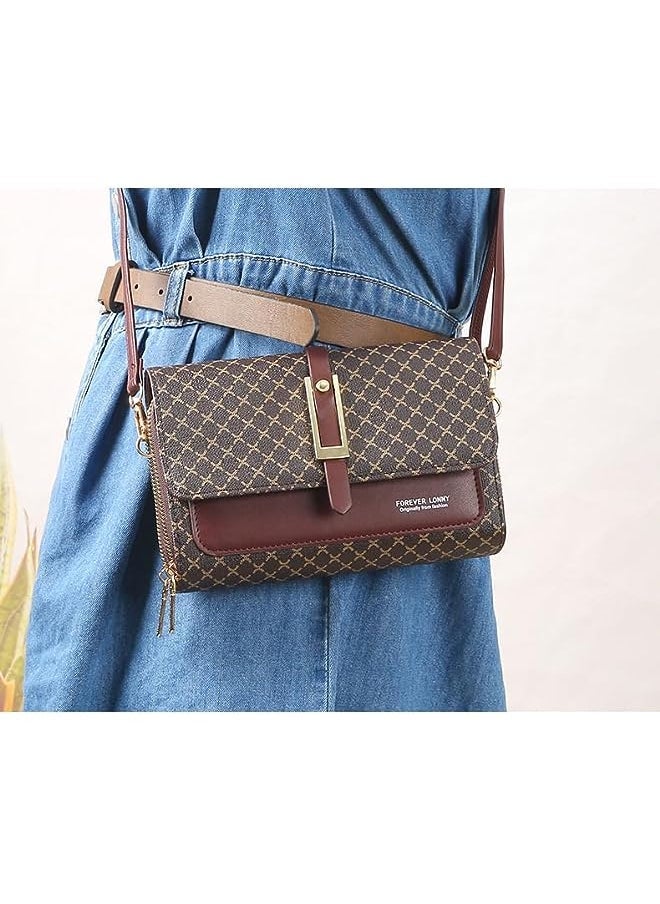 Raxoom حقيبة كتف للهواتف المحمولة للنساء حقيبة جلدية عبر الجسم حقيبة هواتف محمولة للنساء حقيبة صغيرة عصرية للنساء مع حزام كتف طويل و 3 حجرات - Image 1