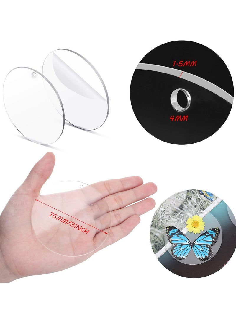 TPGP 3 Inch Acrylic Blanks Ornament Acrylic Keychain Blanks Clear Ornaments Clear Discs for Crafts(Circle with Hole, 50 Pieces) - Image 4