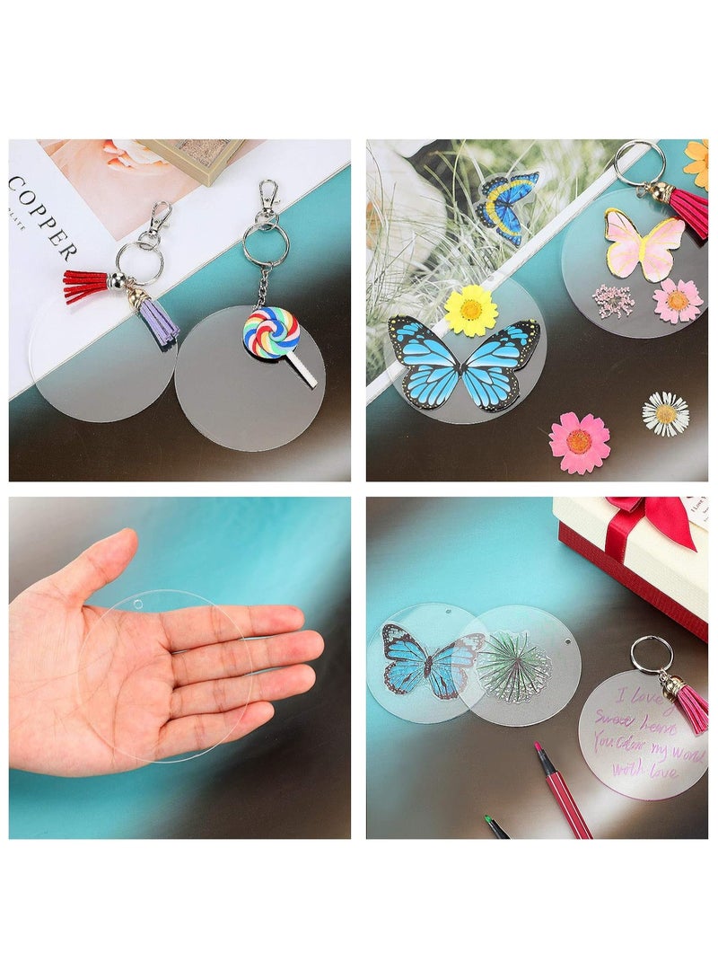 TPGP 3 Inch Acrylic Blanks Ornament Acrylic Keychain Blanks Clear Ornaments Clear Discs for Crafts(Circle with Hole, 50 Pieces) - Image 5