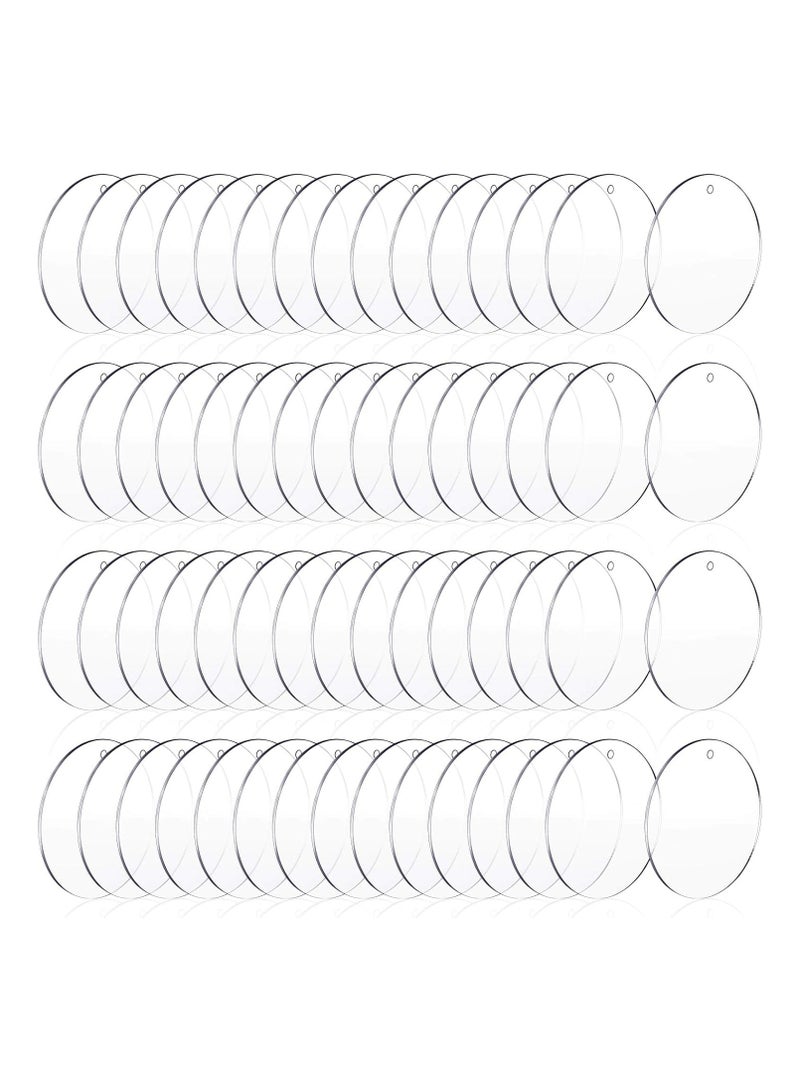 TPGP 3 Inch Acrylic Blanks Ornament Acrylic Keychain Blanks Clear Ornaments Clear Discs for Crafts(Circle with Hole, 50 Pieces) - Image 1