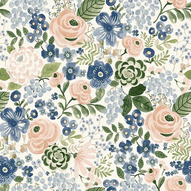Wudnaye Floral Peel and Stick Wallpaper Vintage Floral Contact Paper 17inÃ—118in Watercolor Wallpaper Self Adhesive Waterproof Contact Paper for Bathroom Cabinets Removable Decor Wallpapers Vinyl - Image 1