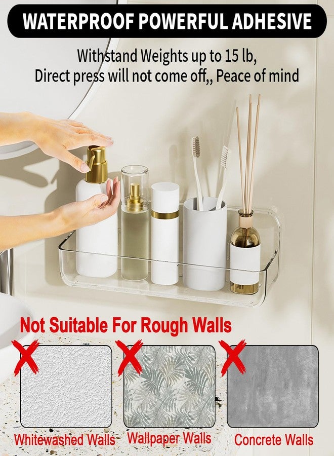 Diesisa Plastic Wall Mount Organizer, Adhesive Clear Acrylic Shelf, No Drilling Hang Walls Shower Caddies, with Self Adhesive Tape, for Bathroom, Kitchen, Utility Room,3.8D x 12.8" W x 3.3" H - Image 2