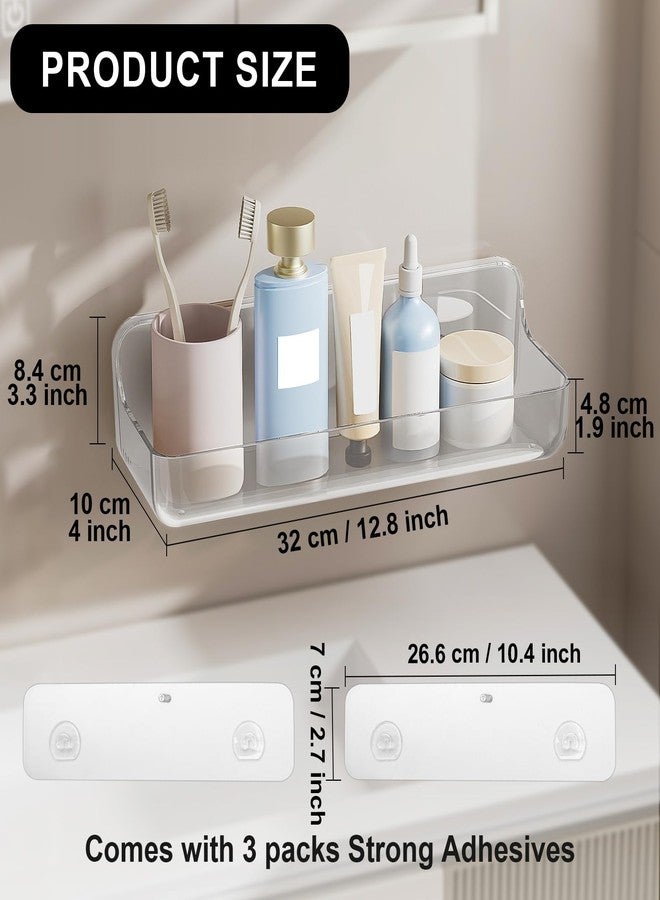 Diesisa Plastic Wall Mount Organizer, Adhesive Clear Acrylic Shelf, No Drilling Hang Walls Shower Caddies, with Self Adhesive Tape, for Bathroom, Kitchen, Utility Room,3.8D x 12.8" W x 3.3" H - Image 3