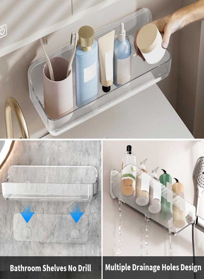 Diesisa Plastic Wall Mount Organizer, Adhesive Clear Acrylic Shelf, No Drilling Hang Walls Shower Caddies, with Self Adhesive Tape, for Bathroom, Kitchen, Utility Room,3.8D x 12.8" W x 3.3" H - Image 5