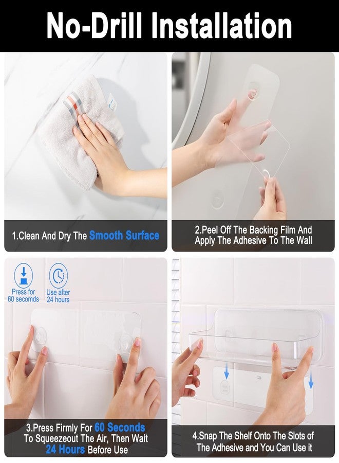 Diesisa Plastic Wall Mount Organizer, Adhesive Clear Acrylic Shelf, No Drilling Hang Walls Shower Caddies, with Self Adhesive Tape, for Bathroom, Kitchen, Utility Room,3.8D x 12.8" W x 3.3" H - Image 4