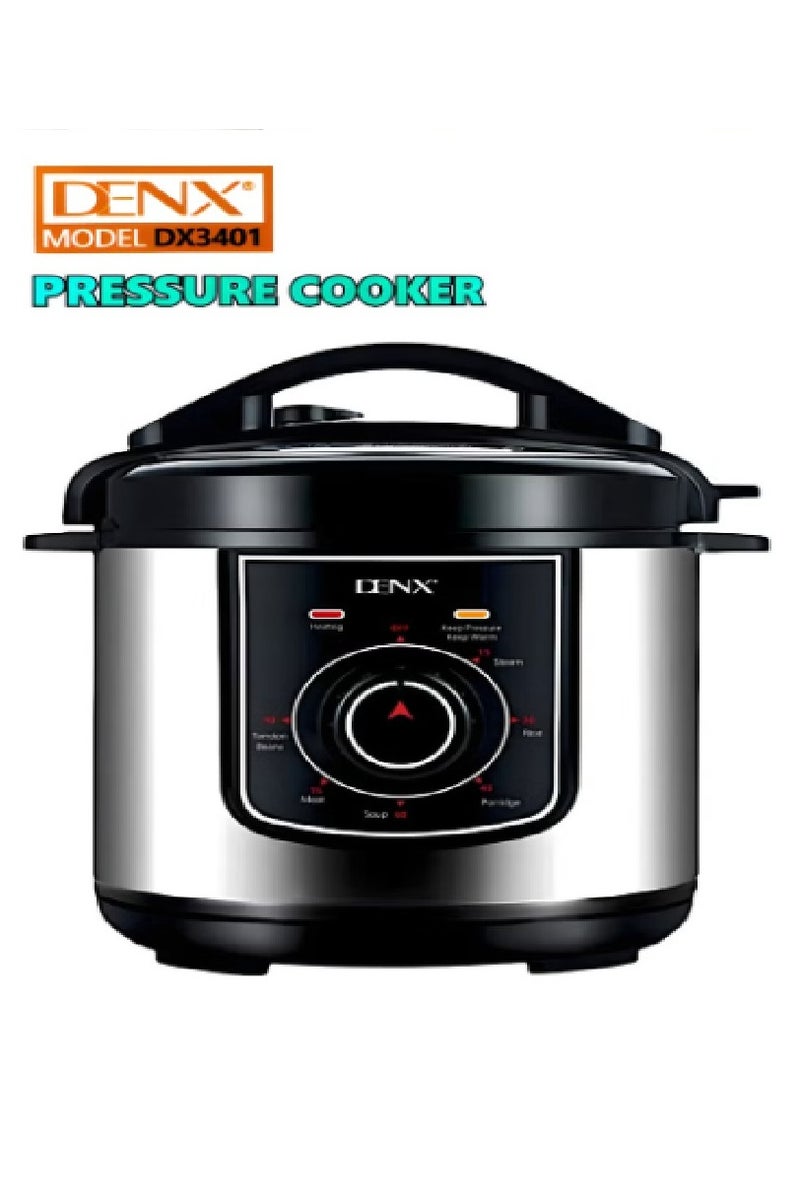 Denx Electric Pressure Cooker, 8‑Litre – 1300 W Fast‑Cook, 1.8 mm Thick Inner Pot, Keep‑Warm & Reheat, Safety Lock, Measuring Cup + Rice Ladle Included - Image 1