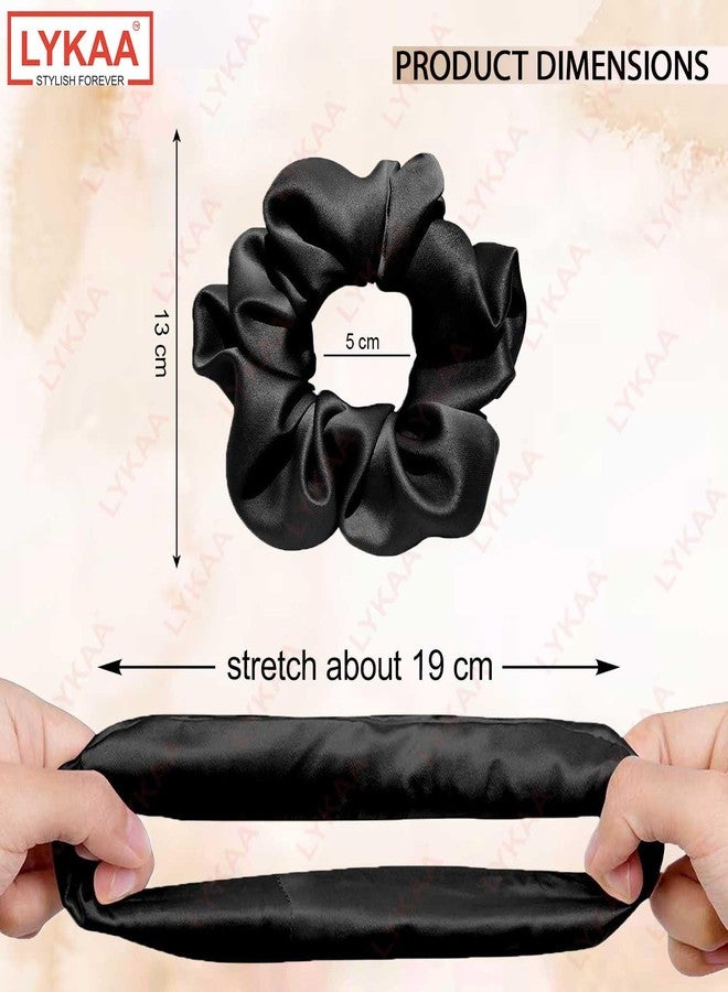 LYKAA Satin Silk Scrunchies For Women Girls, Scrunchy Hair Bands, Ponytail Holder, Rubber Band, Fluffy Large Scrunchie, Women Hair Accessories Hair ties, Best Gift Multicolor - Pack of 4 - Image 2