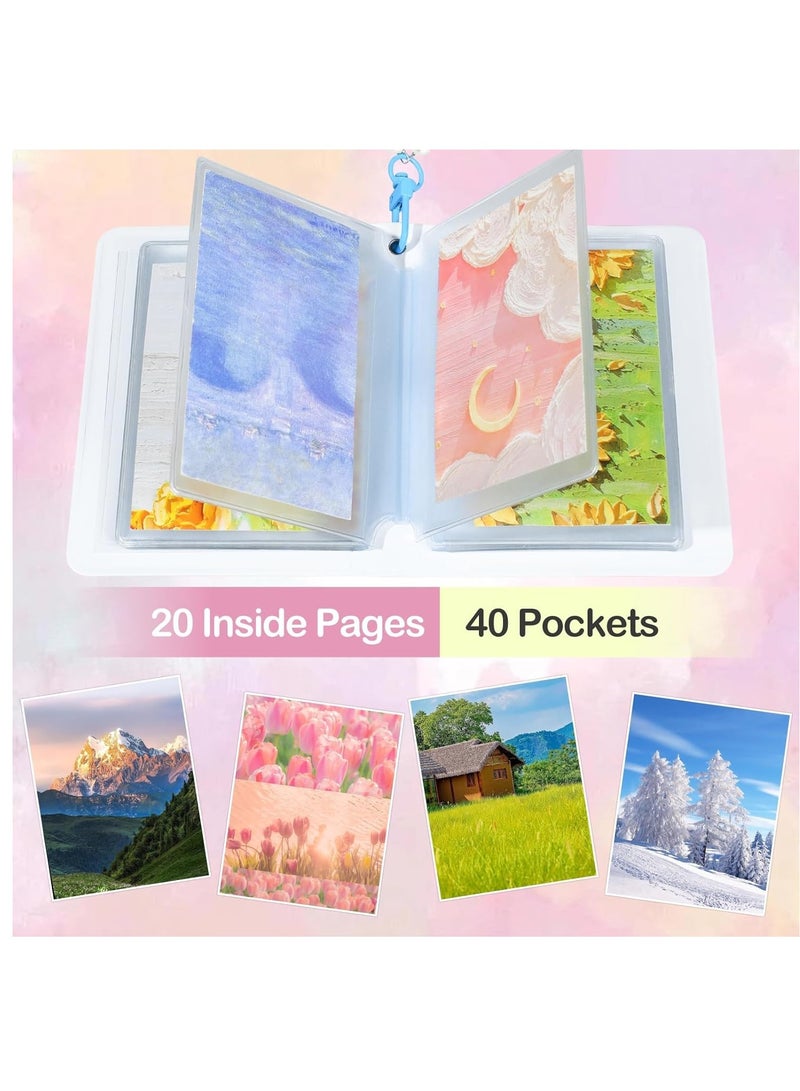 SYOSI مجموعة ألبوم صور ميني 2 قطعة 3 بوصة حامل بطاقة تصوير كيبوب كتاب مستطيل نافذة مجوفة خزانة بطاقة صورة مع أكمام واقية و قلادة رائعة و ملصقات لجمع الصور / البطاقات 40 جيب - Image 5