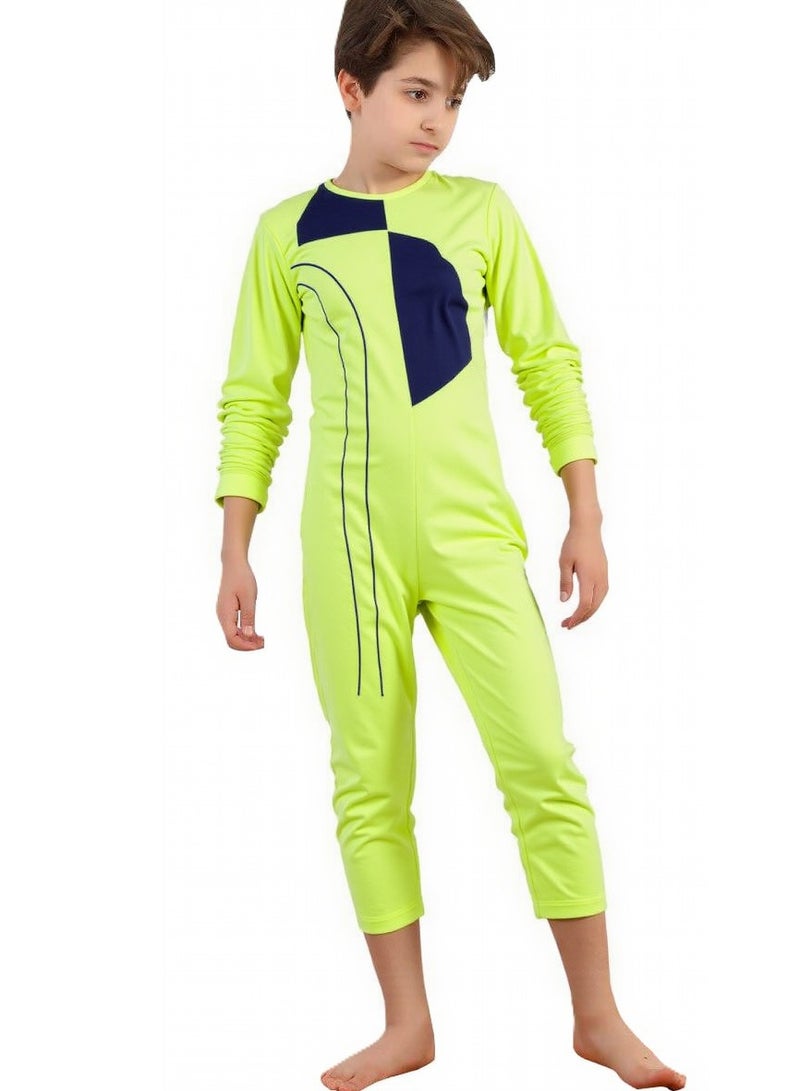 Generic Boys and girls sun protection swimsuit - one piece, long sleeves and long pants available in bright colors  - Image 1