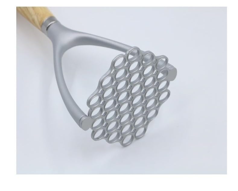 BEING CART Potato Masher with Wood Handle Heavy Duty Alloy Wood Multipurpose Food Masher Easy to Use Clean Brown 1 PCS - Image 5