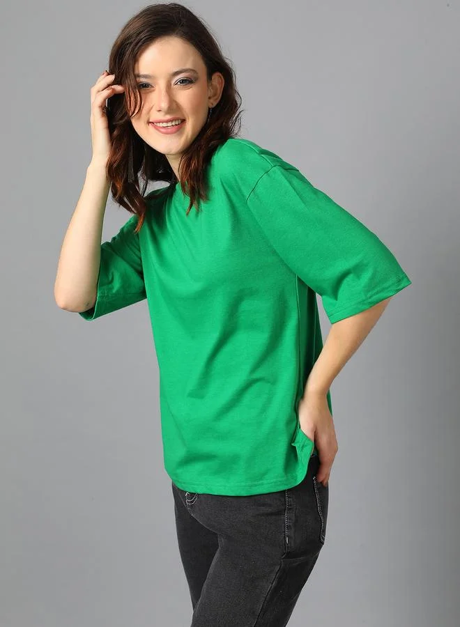 Kotty Oversized Round Neck Drop Shoulder T-Shirt