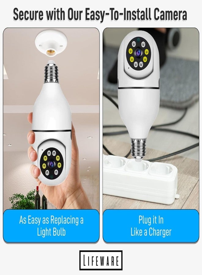 RJ Bulb Cam – Indoor Surveillance with Motion Detection, WiFi Streaming & Recording – 360° View, 2-Way Audio, Home Monitoring System for Pets & Babies - Image 2