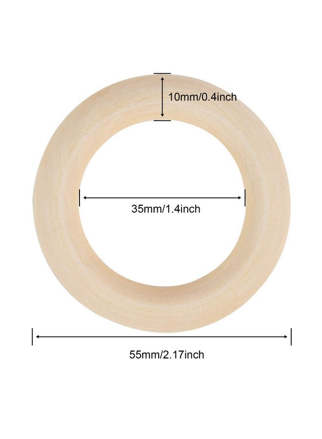 Augsun 15 Pcs Wooden Rings Macrame Wooden Rings Natural Unfinished Solid Wood Rings For Diy Craft Pendant Connectors Jewelry Making (55 Mm) - Image 2