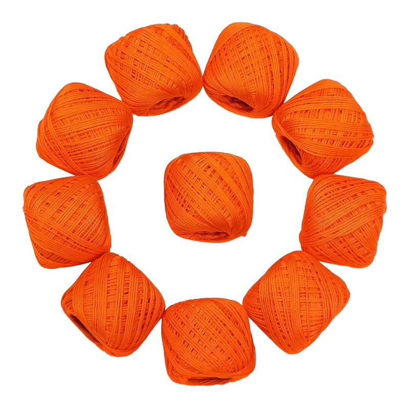 CORIOX Crochet Thread Set Of 10 Ball Crochet Cotton Thread Yarn For Knitting & Craft Making. Size 20 Gram 55 To 60 Mtr Approx (Orange), 230 Gm - Image 2