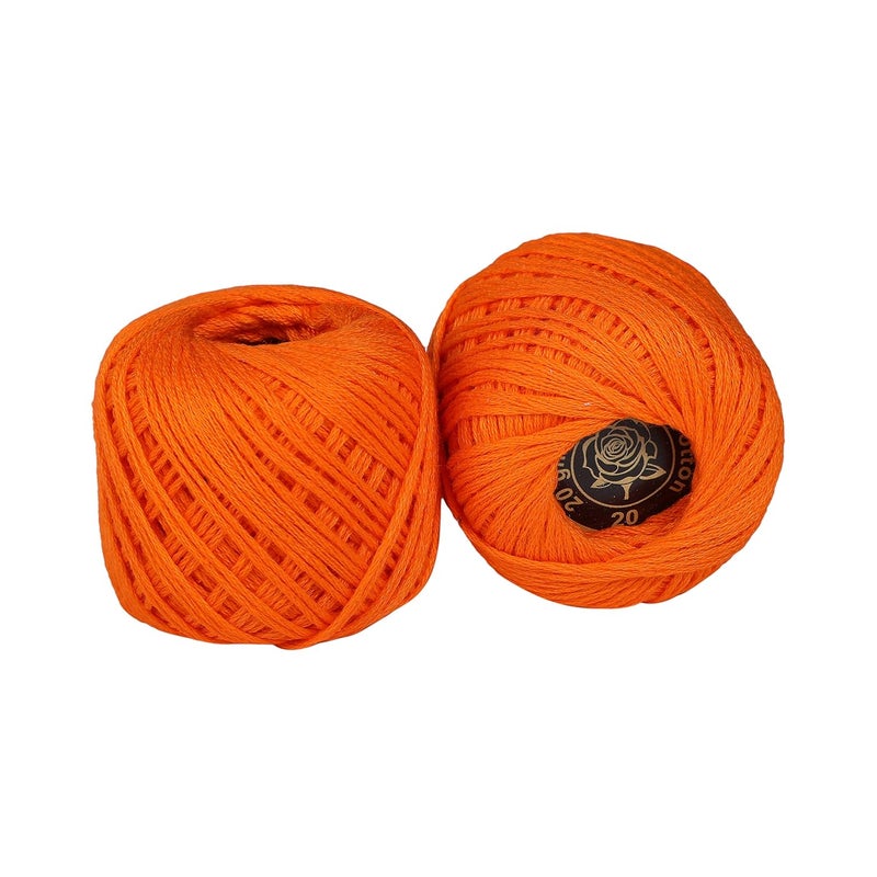 CORIOX Crochet Thread Set Of 10 Ball Crochet Cotton Thread Yarn For Knitting & Craft Making. Size 20 Gram 55 To 60 Mtr Approx (Orange), 230 Gm - Image 3