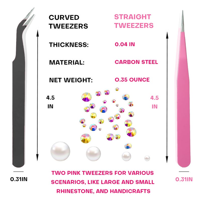Yaoociy 14 Pcs Rhinestone Picker Tool - 3 Pcs Dual-head Pens with 6 Wax Tips, Useful Clay, Precision Curved and Straight Tweezers Kit for Picking Up Nail Art Gems, Stones, Crystals, and Nail Charms - Image 5