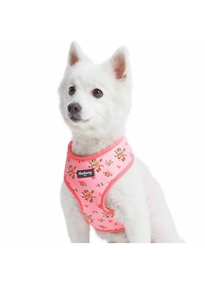Blueberry Pet Blueberry Pet Soft & Comfy Spring Scent Inspired Floral Rose Baby Pink Dog Harness Vest, Chest Girth 19.5" - 26", Medium, Adjustable Harnesses for Dogs  - Image 1