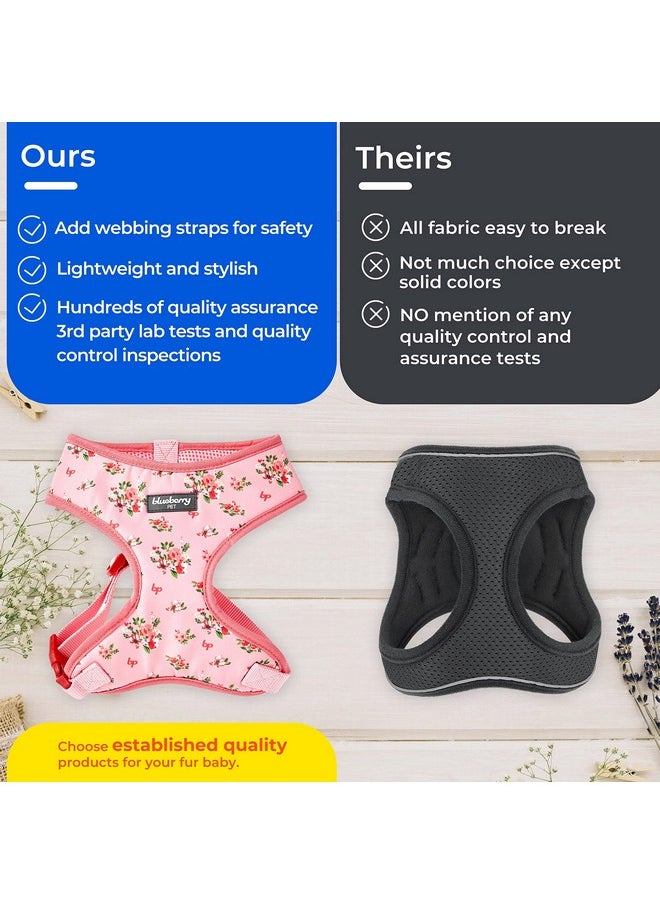 Blueberry Pet Blueberry Pet Soft & Comfy Spring Scent Inspired Floral Rose Baby Pink Dog Harness Vest, Chest Girth 19.5" - 26", Medium, Adjustable Harnesses for Dogs  - Image 2