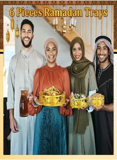 Patelai 6 Pieces Ramadan Trays Eid Mubarak Plates Moon Ramadan Tray Set Ramadan Food Storage Container Ramadan Decorations Ramadan Activity Tray Eid Cookie Trays for Eid Party Supplies  - Image 3