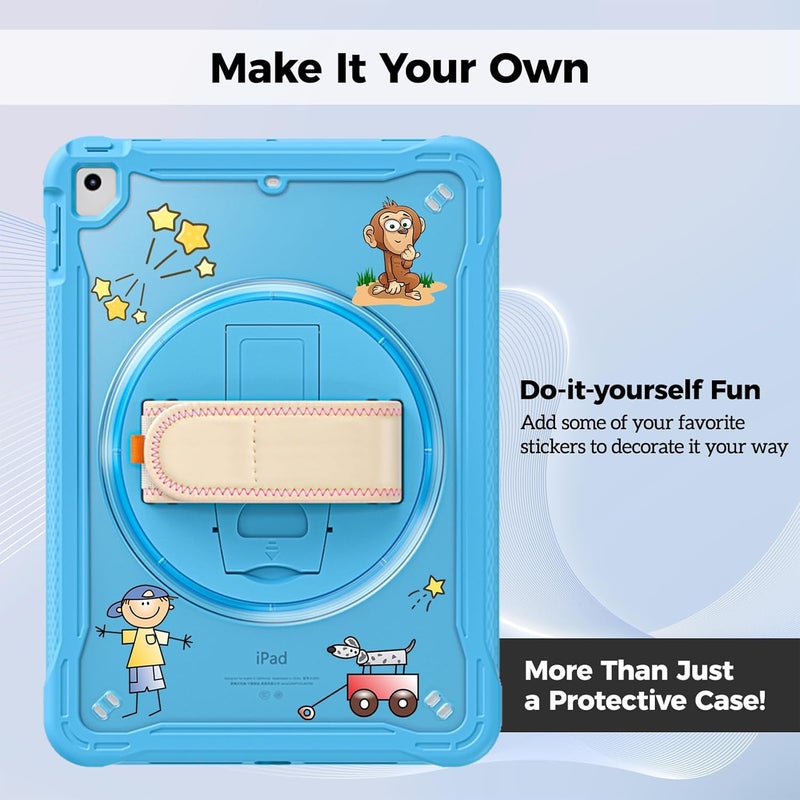 Procases Rugged Case For Ipad 9.7 Inch 5Th 6Th Gen/Ipad Air 2 / Ipad Air Case, Heavy Duty Shockproof Rugged Cover With Hand Strap 360 Degree Rotatable Kickstand Protective For Ipad 9.7 -Blue - Image 2