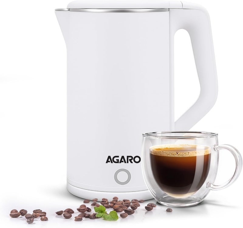 AGARO Elegant Electric Kettle, 1.8L, Double Layered Kettle, Stainless Steel Inner Body, Quick Boil, Water Boiler, Hot Water Kettle, For Making Black Tea & Black Coffee, Auto Shut Off, White - Image 1